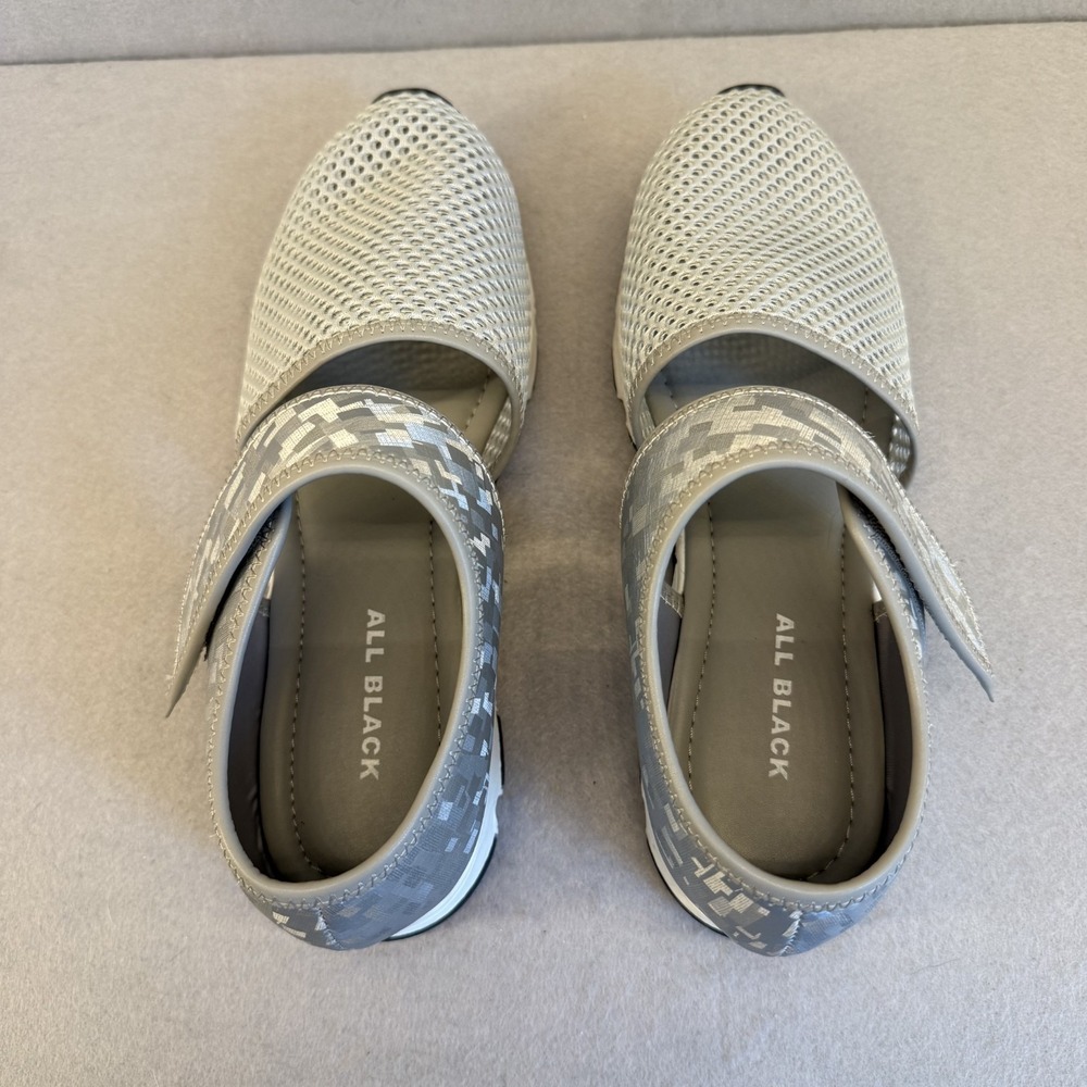 ALL BLACK Easy Mesh Mary Jane Shoes Silver Anthropologie New NWOT EUR40 / W10 - Picture 3 of 11